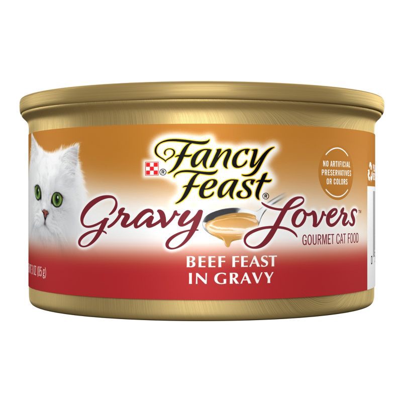 slide 1 of 9, Purina Fancy Feast Gravy Lovers Gourmet Wet Cat Food Beef Feast In Roasted Beef Flavor Gravy - 3oz, 3 oz