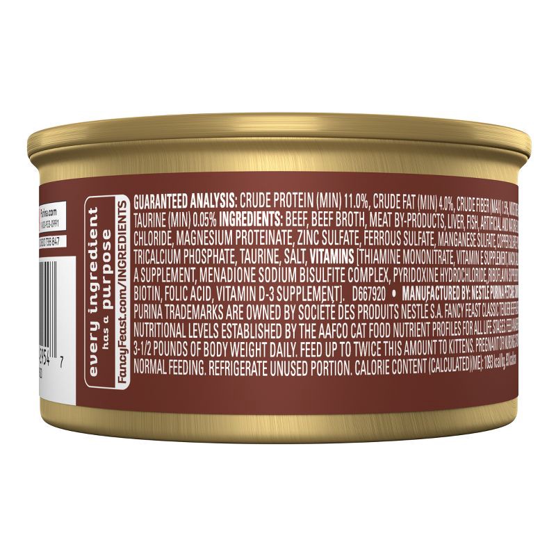 slide 3 of 5, Purina Fancy Feast Classic Paté Gourmet Wet Cat Food Tender Beef Feast - 3oz, 3 oz