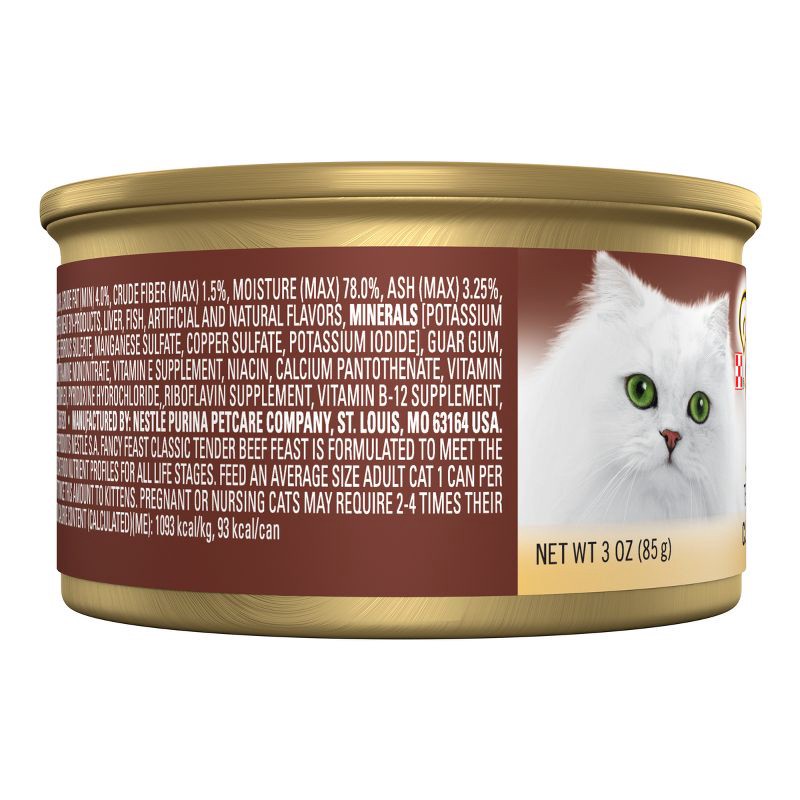 slide 4 of 5, Purina Fancy Feast Classic Paté Gourmet Wet Cat Food Tender Beef Feast - 3oz, 3 oz