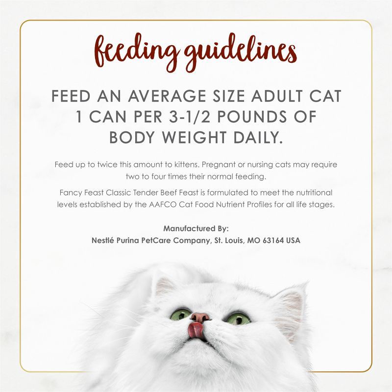 slide 8 of 9, Purina Fancy Feast Classic Paté Gourmet Wet Cat Food Tender Beef Feast - 3oz, 3 oz