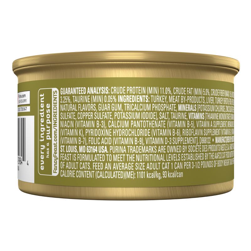 slide 3 of 5, Purina Fancy Feast Classic Paté Gourmet Wet Cat Food Turkey & Giblets Feast - 3oz, 3 oz