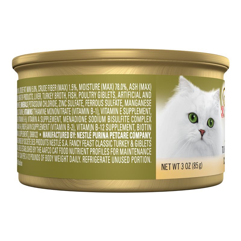 slide 4 of 5, Purina Fancy Feast Classic Paté Gourmet Wet Cat Food Turkey & Giblets Feast - 3oz, 3 oz