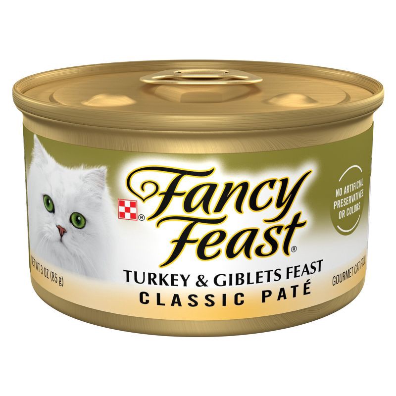 slide 1 of 9, Purina Fancy Feast Classic Paté Gourmet Wet Cat Food Turkey & Giblets Feast - 3oz, 3 oz