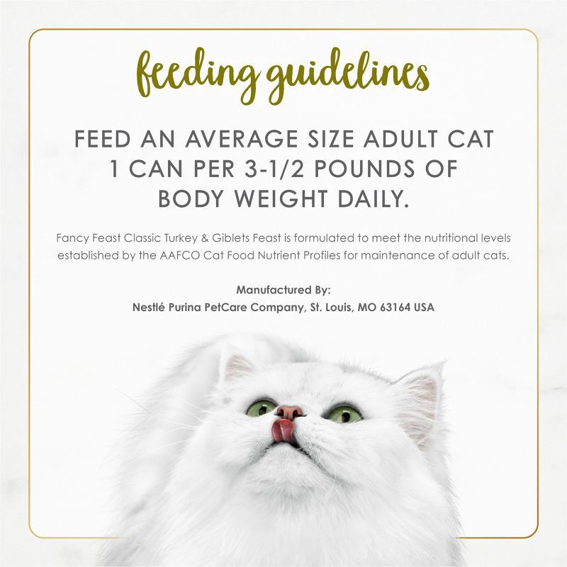 slide 8 of 9, Purina Fancy Feast Classic Paté Gourmet Wet Cat Food Turkey & Giblets Feast - 3oz, 3 oz