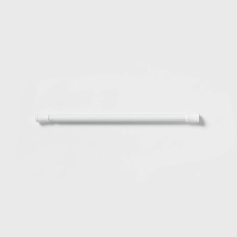 slide 1 of 4, Tension Rod Stall White - Room Essentials™: Adjustable Metal Shower Curtain Rod, Powder-Coated Finish, 24"-40" Length, 1 ct