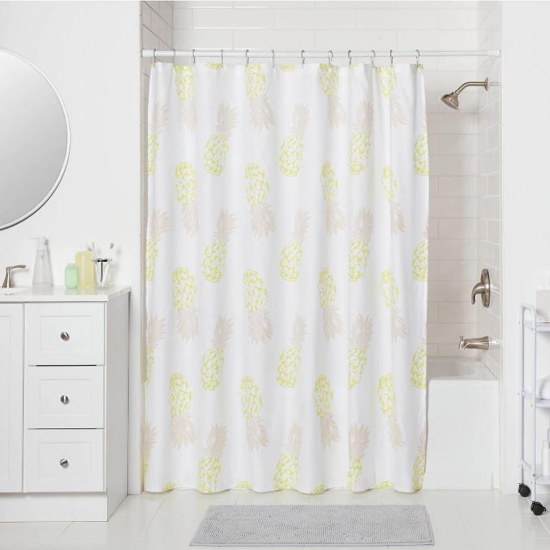 slide 2 of 4, 60" Shower Tension Rod White - Room Essentials™: Adjustable, Powder-Coated Carbon Steel Curtain Support, 1 ct