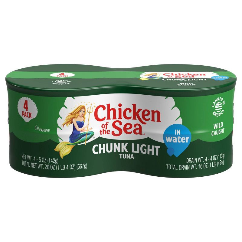 slide 1 of 3, Chicken of the Sea Chunk Light Tuna in Water - 5oz/4ct, 4 ct; 5 oz