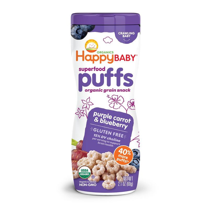 slide 1 of 4, Happy Family HappyBaby Purple Carrot & Blueberry Superfood Baby Puffs - 2.1oz, 2.1 oz