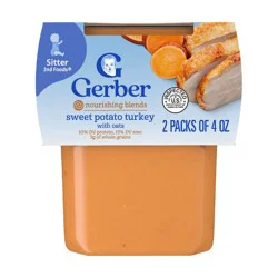 Gerber Baby Food Stage 2 Sweet Potato & Turkey with Whole Grains Puree Tub - 2ct/4oz