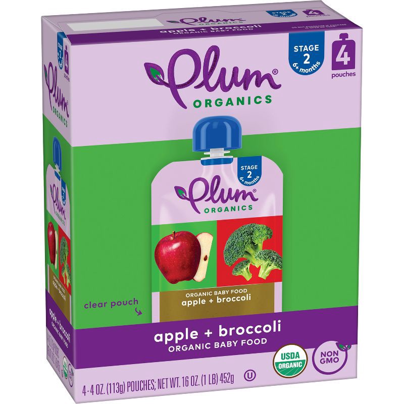 slide 4 of 11, Plum Organics Baby Food Stage 2 - Apple Broccoli - 4oz, 4 oz