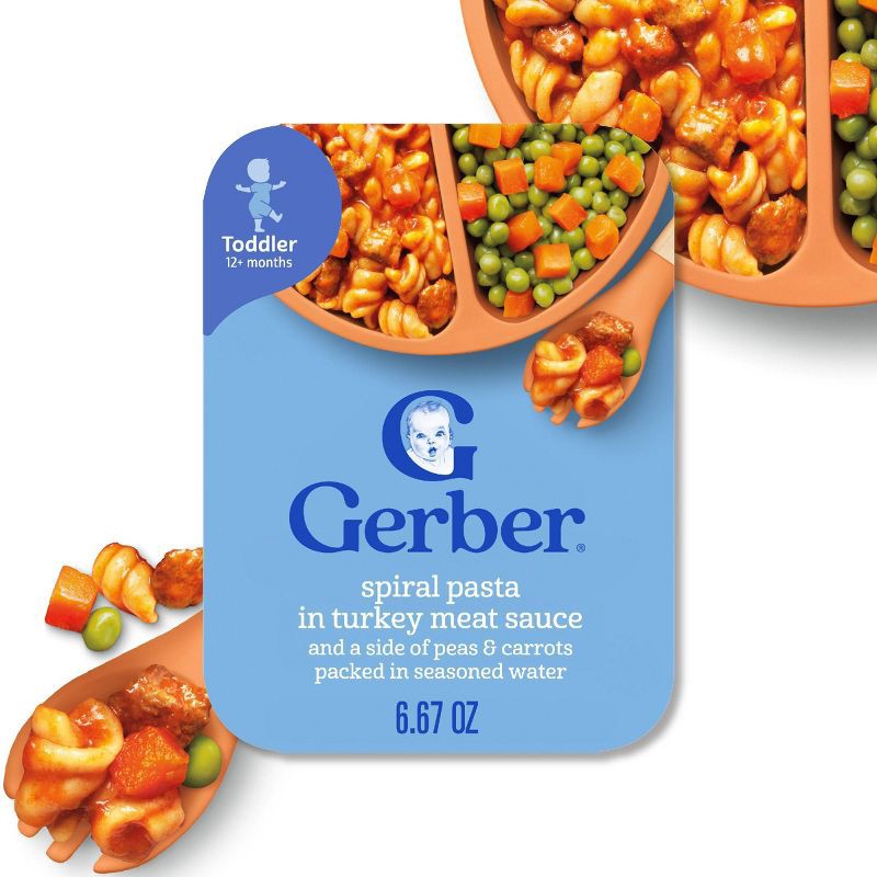 slide 2 of 8, Gerber Baby Food Spiral Pasta in Turkey Meat Sauce with Green and Yellow Beans Toddler Meals- 6.67oz, 6.67 oz