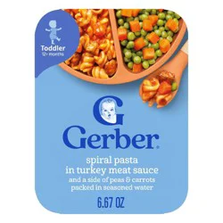 Gerber Baby Food Spiral Pasta in Turkey Meat Sauce with Green and Yellow Beans Toddler Meals- 6.67oz