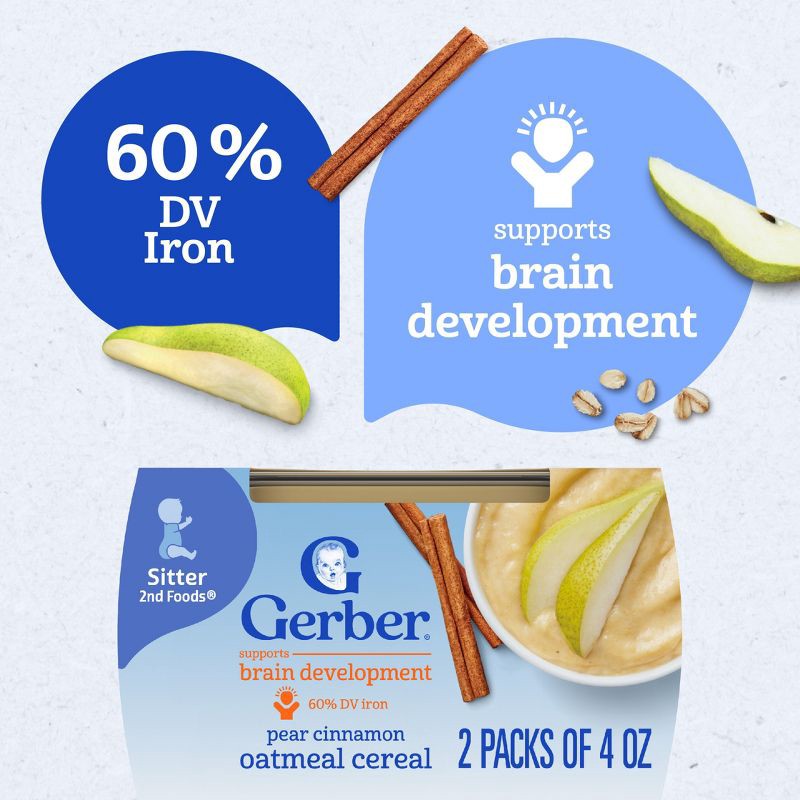 slide 4 of 9, Gerber Pear Cinnamon Baby Oatmeal Cereal Tub – 4oz/2ct​, 2 ct; 4 oz