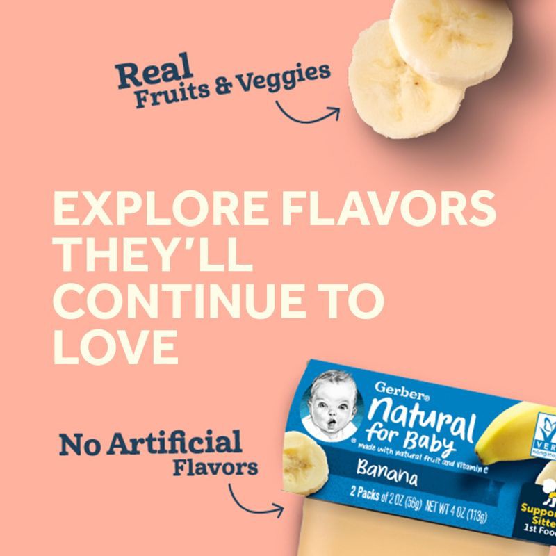 slide 5 of 7, Gerber Baby Food Stage 2 Apple Banana with Oatmeal Cereal Puree Tub - 2ct/8oz, 2 ct; 8 oz