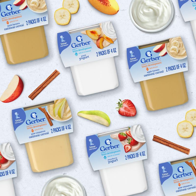 slide 7 of 9, Gerber Baby Food Stage 2 Apple Banana with Oatmeal Cereal Puree Tub - 2ct/8oz, 2 ct; 8 oz