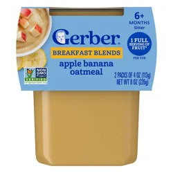 Gerber Non-GMO Baby Food Stage 2 Apple Banana with Oatmeal Cereal Puree Tub - 2ct/8oz