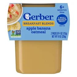 Gerber Non-GMO Baby Food Stage 2 Apple Banana with Oatmeal Cereal Puree Tub - 2ct/8oz