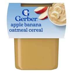 Gerber Non-GMO Baby Food Stage 2 Apple Banana with Oatmeal Cereal Puree Tub - 2ct/8oz