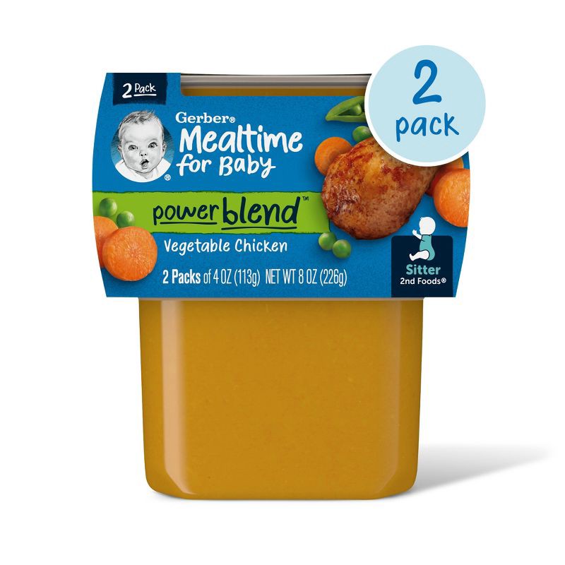 slide 1 of 8, Gerber Baby Food Stage 2 Vegetable Chicken Puree Tub - 4oz/2ct, 2 ct; 4 oz