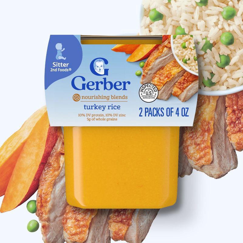 slide 3 of 10, Gerber Baby Food Stage 2 Turkey Rice Puree Tub - 4oz/2ct, 2 ct; 4 oz