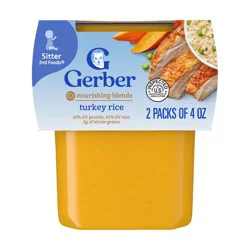 Gerber Baby Food Stage 2 Turkey Rice Puree Tub - 4oz/2ct