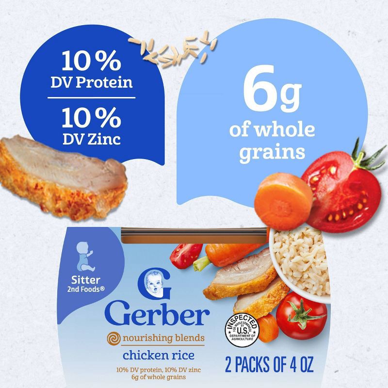 slide 3 of 10, Gerber Baby Food Stage 2 Chicken & Rice Puree Tub - 2ct/4oz, 2 ct; 4 oz