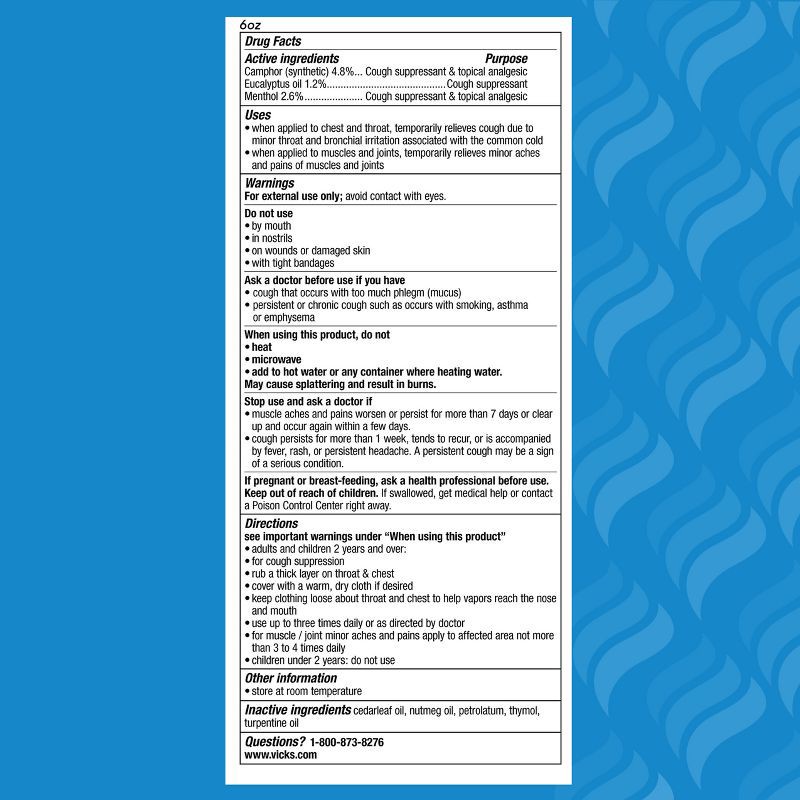 slide 8 of 8, Vicks VapoRub Cough Suppressant Topical Chest Rub & Analgesic Ointment - 3.53oz, 3.53 oz