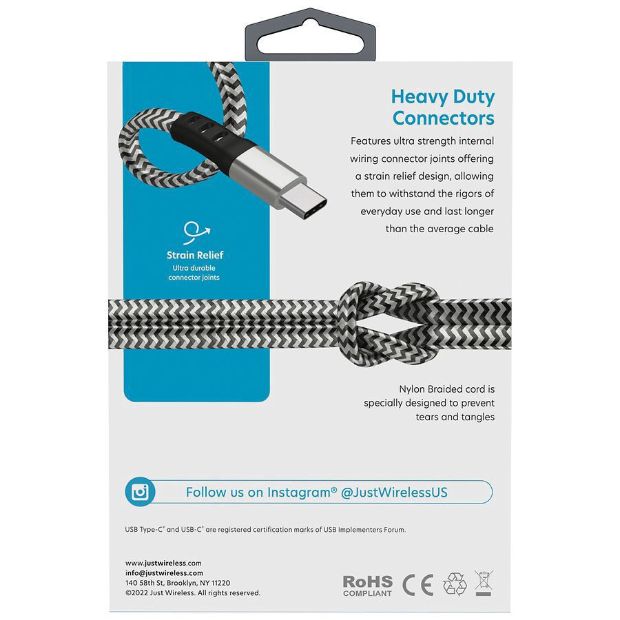 slide 2 of 4, Just Wireless USB-C to USB-C Flat Cable 6 ft, 1 ct
