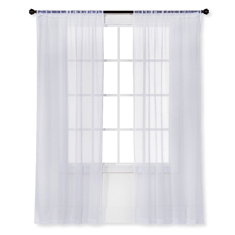 slide 1 of 1, 40"x84" Sheer Crinkle Window Curtain Panel White - Room Essentials™: Modern Polyester Rod Pocket, OEKO-TEX Certified, 1 ct