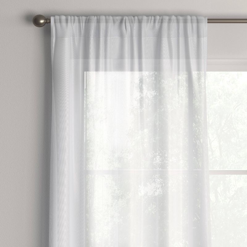 slide 1 of 3, 40"x63" Sheer Crinkle Window Curtain Panel White - Room Essentials™: Modern Polyester Rod Pocket, OEKO-TEX Certified, 1 ct
