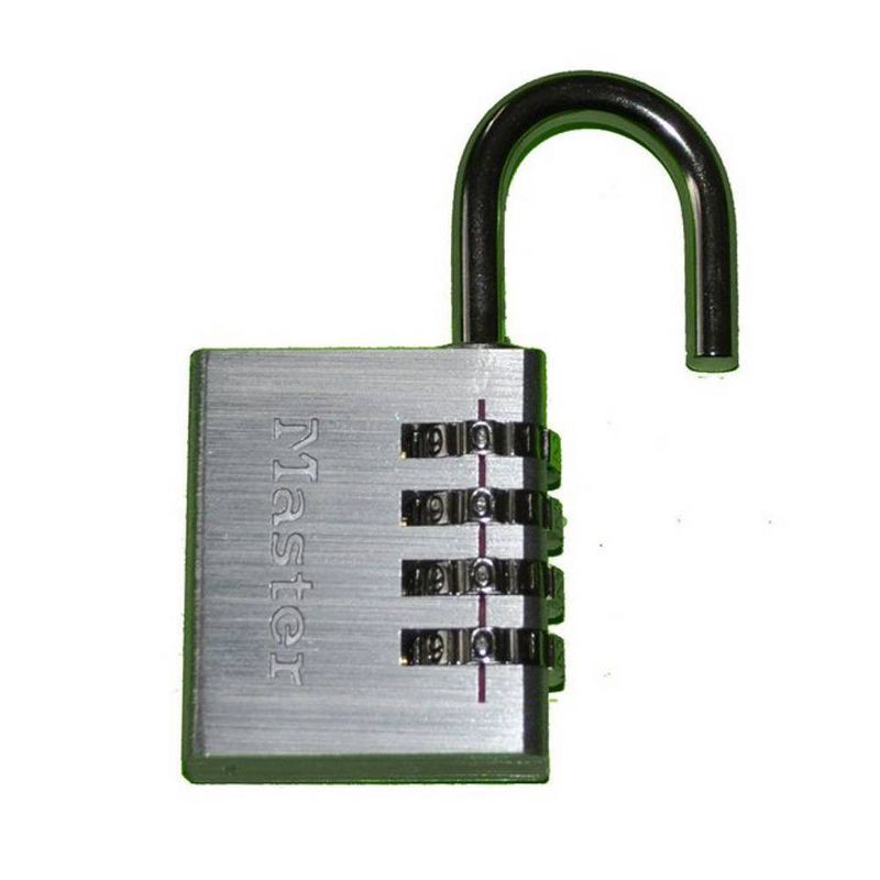 slide 3 of 3, Master Lock Combination Comb. Brass Lock: Resettable Padlock for Storage Locker & Shed, Silver, 0.5" Shackle Width, 1 ct