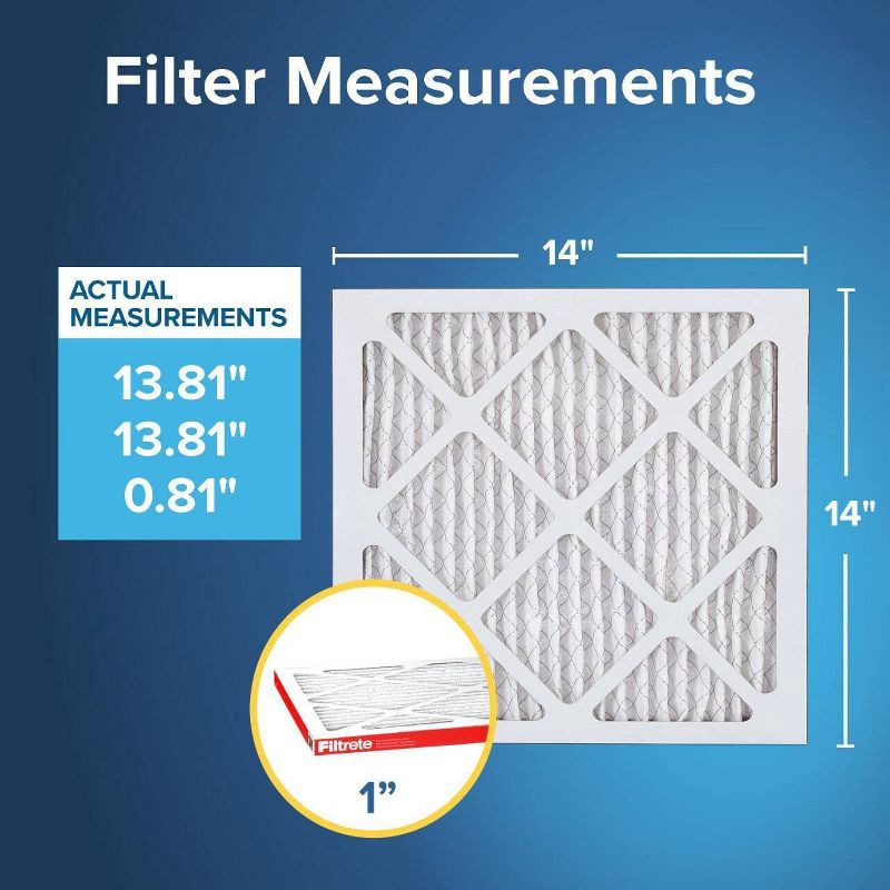 slide 2 of 8, Filtrete 14x14x1 Allergen Defense Air Filter 1000 MPR: MERV 11 Electrostatic Furnace Filter, Captures Dust & Pollen, 1 ct