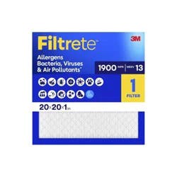 Filtrete 20x20x1 Premium Allergen Bacteria and Virus Air Filter 1900 MPR: MERV 13 Electrostatic for Home Furnaces