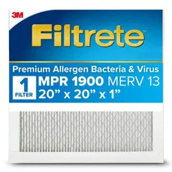 Filtrete 20x20x1 Premium Allergen Bacteria and Virus Air Filter 1900 MPR: MERV 13 Electrostatic for Home Furnaces