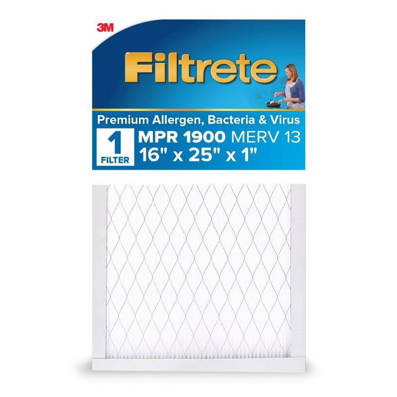 slide 1 of 13, Filtrete Ultimate Allergen 16x25x1, Air Filter: MERV 13 Electrostatic Furnace Filter, Captures Viruses & Pet Dander, 1 ct