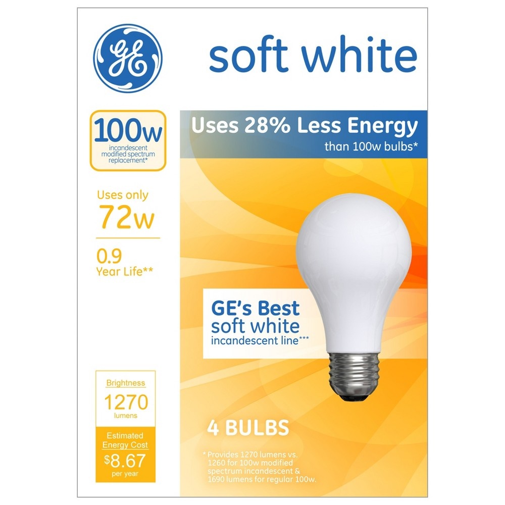 General Electric 100w Energy Efficient Halogen Light Bulb White 4 ct