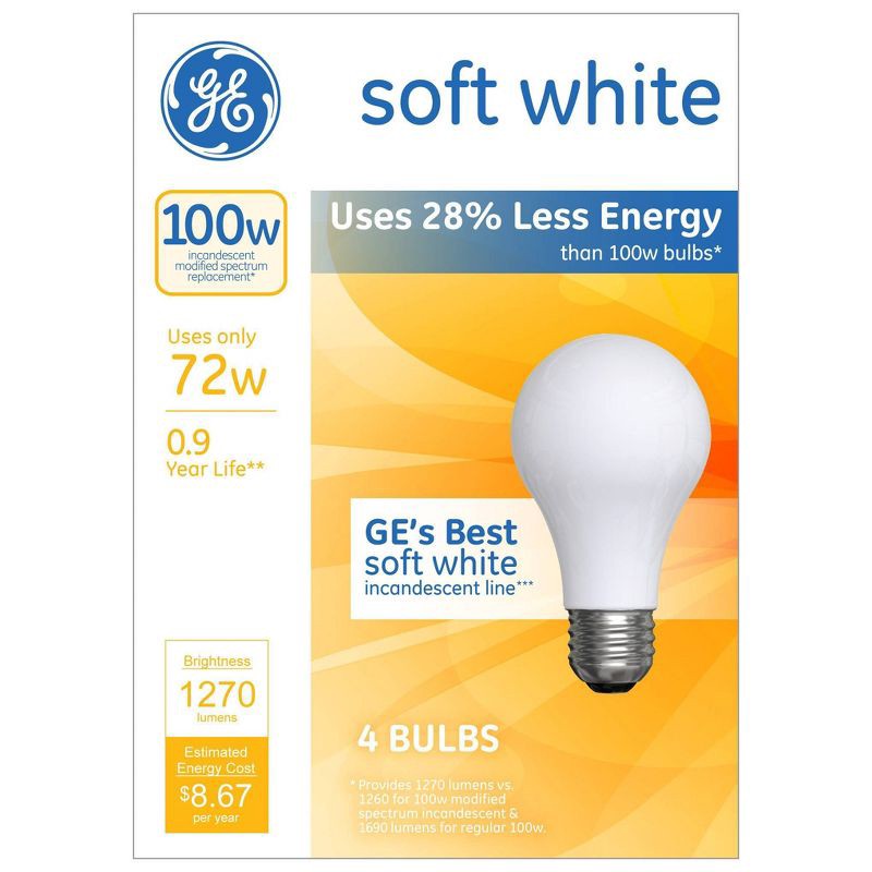 slide 1 of 3, GE Household Lighting GE 100w 4pk Energy Efficient Halogen Light Bulb White, 4 ct