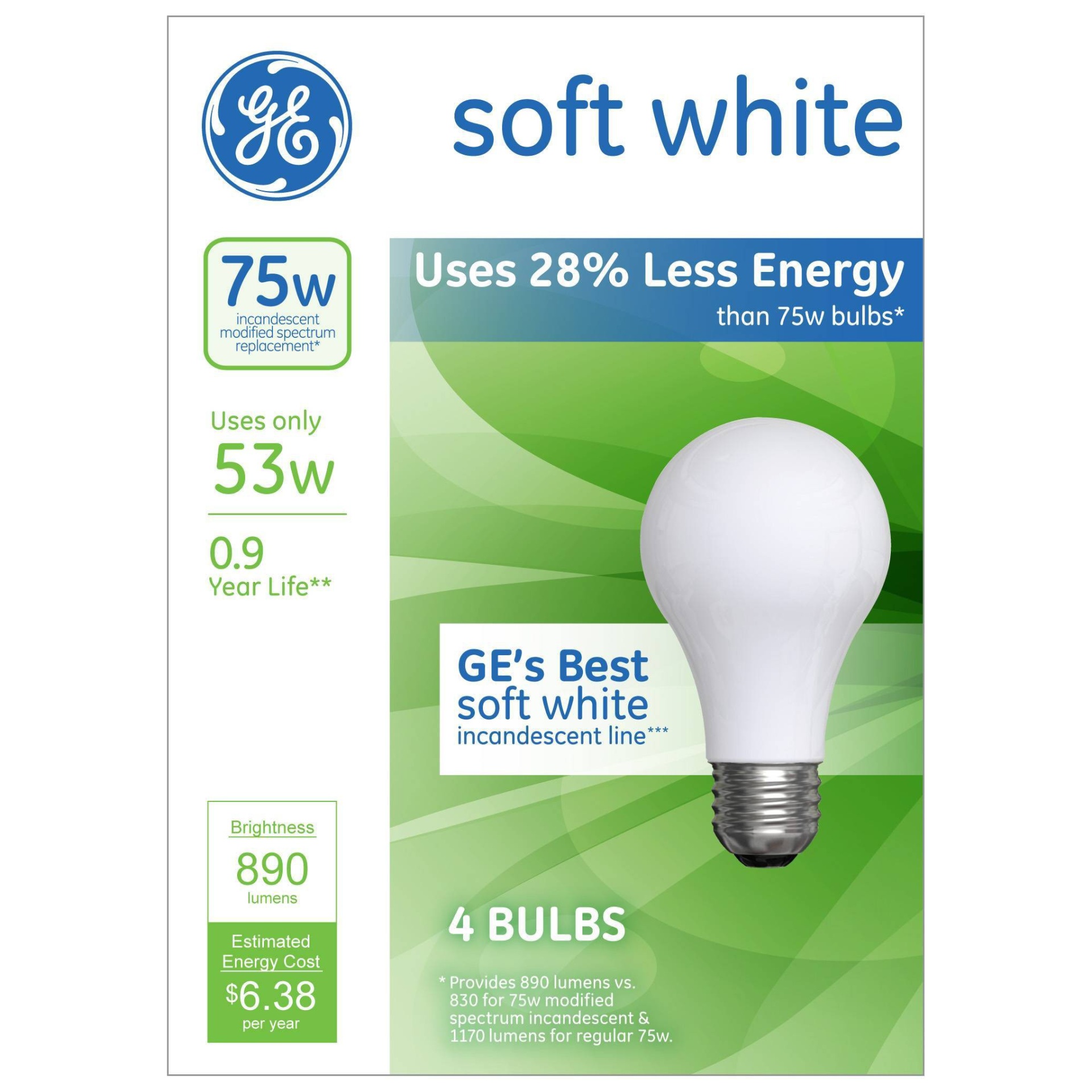 slide 1 of 3, GE Household Lighting GE 75w 4pk Energy Efficient Halogen Light Bulb Soft White Bulb, 4 ct