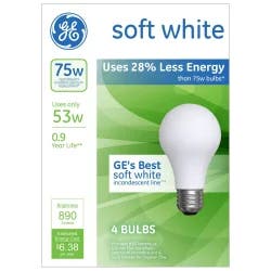 GE Household Lighting GE 75w 4pk Energy Efficient Halogen Light Bulb Soft White Bulb