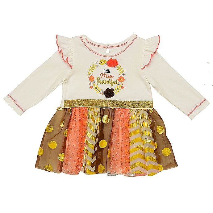 slide 1 of 1, Baby Starters Newborn Miss Thankful Dress - Ivory, 1 ct