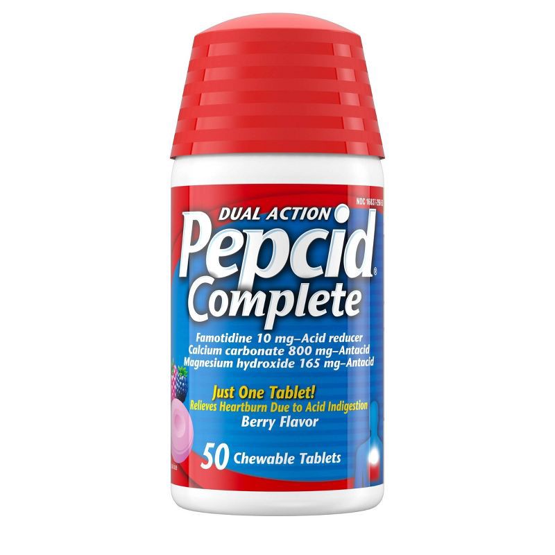 slide 2 of 11, Pepcid AC Complete Dual Action Chewable Tablets - Berry Flavor - 50ct, 50 ct