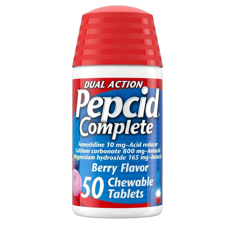 slide 1 of 11, Pepcid AC Complete Dual Action Chewable Tablets - Berry Flavor - 50ct, 50 ct