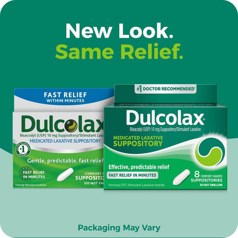 slide 3 of 10, Dulcolax Gentle and Predictable Fast Relief Laxative Suppositories - 8ct, 8 ct