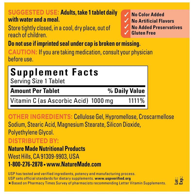 slide 2 of 10, Nature Made Vitamin C 1000mg Immune Support Supplement Tablets - 150ct, 1000mg, 150 ct