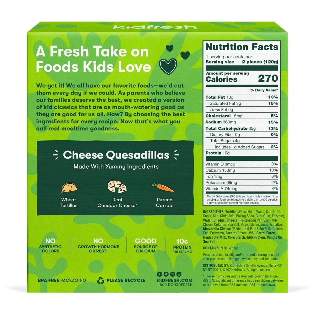 slide 3 of 4, Kidfresh Frozen Cheese Quesadillas, 4.2 oz