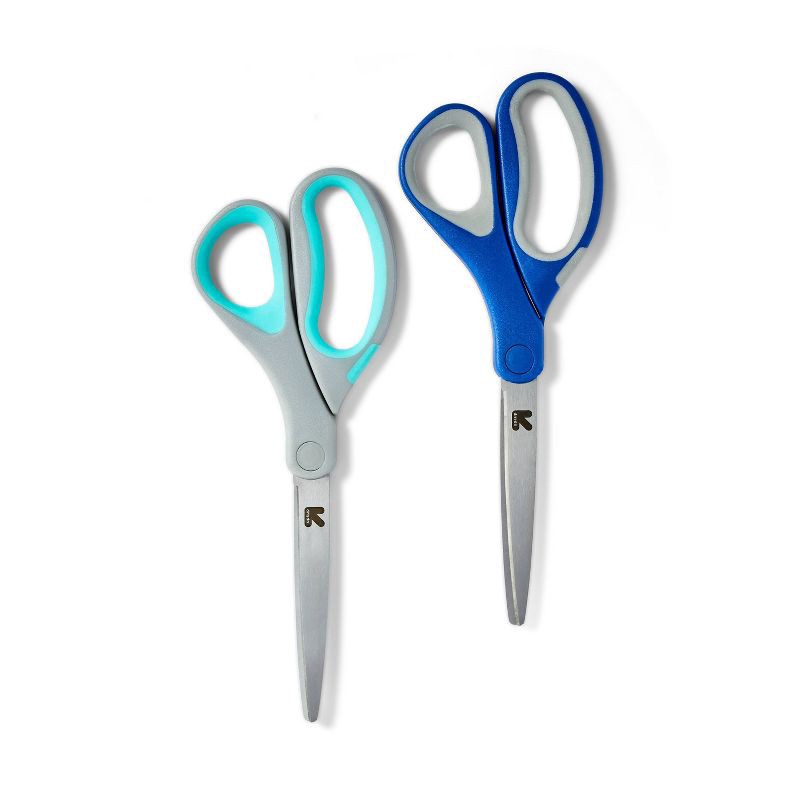 slide 2 of 3, 2ct 8" Home and Office Scissors - up&up™: School & Student Use, Black, Plastic, 3.6" Blade, Non-Powered Desk Tools, 2 ct