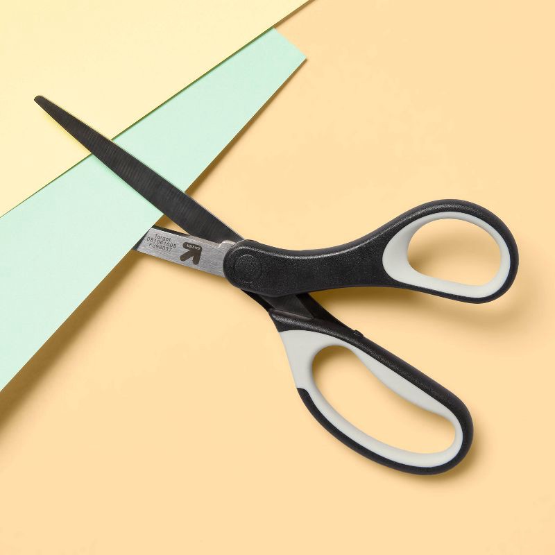 slide 2 of 5, 8" Home and Office Scissors - up&up™: Stainless Steel, Black, Adult School Scissors, Non-Powered Desk Tool, 1 ct
