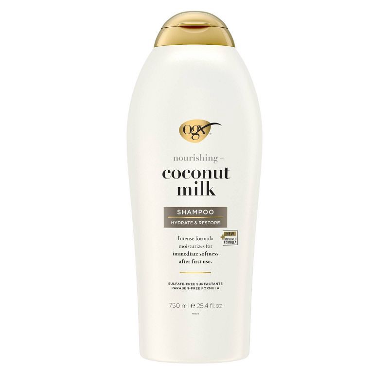 slide 1 of 9, OGX Nourishing Coconut Milk Moisturizing Shampoo for Strong & Healthy Hair - 25.4 fl oz, 25.4 fl oz