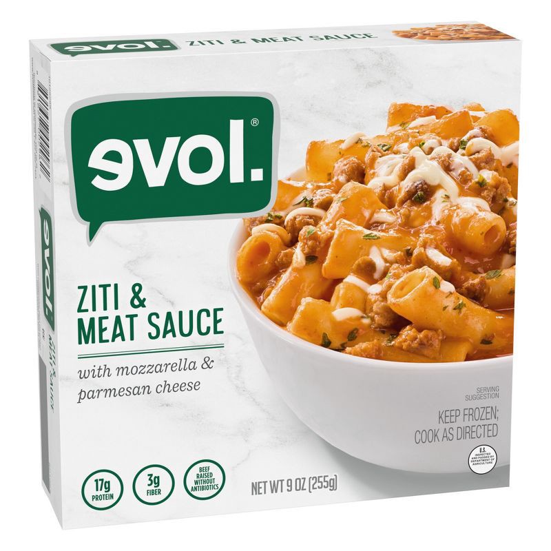 slide 2 of 5, Evol Frozen Ziti & Meat Sauce Pasta Bowl - 9oz, 9 oz