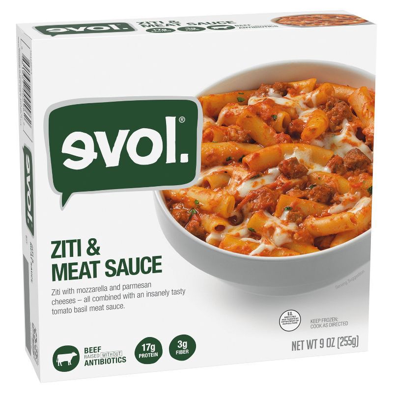 slide 2 of 3, Evol Frozen Ziti & Meat Sauce Pasta Bowl - 9oz, 9 oz